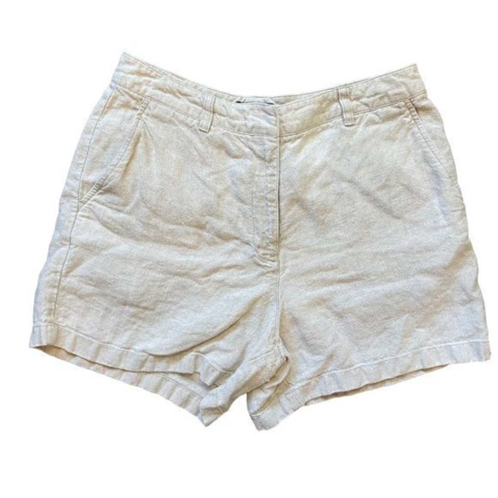 Ann Taylor Women's Khaki Neutral Beachy Lightweight 100% Linen Shorts Size 10